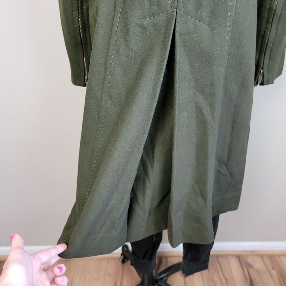 BCBGMaxAzria S Trench Peacoat Wool Cashmere Long Olive Green Coat Jacket BCBG - Picture 11 of 15